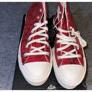 Converse Chuck Taylor All Star Hi Red Snakeskin Leather Sneakers A13392C W-7